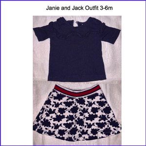 Janie and Jack girls top and skirt 3-6m